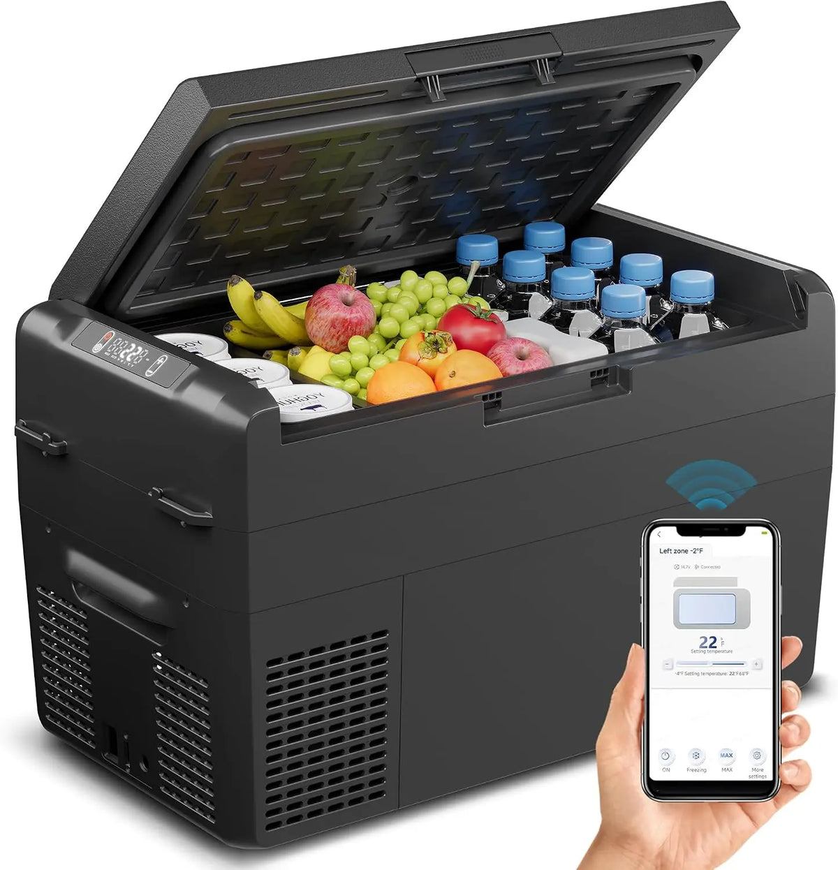 Feelfunn - 12V Refrigerator 27QT Portable Freezer Electric Cooler Black