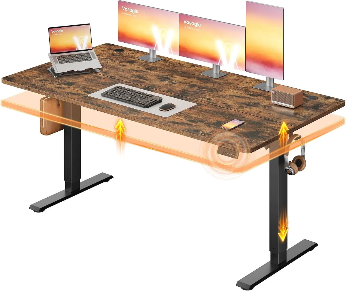 VASAGLE Standing Desk - 63x28 Inch Electric Adjustable Desk, 30-Min Assembly