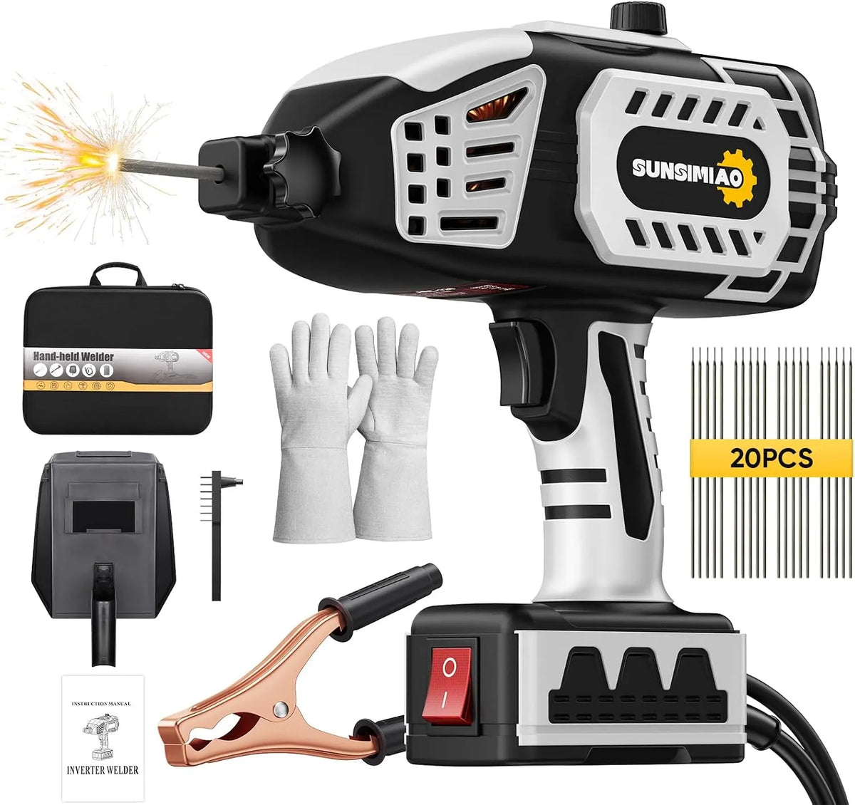 Portable Welding Machine 110V Handheld ARC Welder Gun - With 20PCS Rods