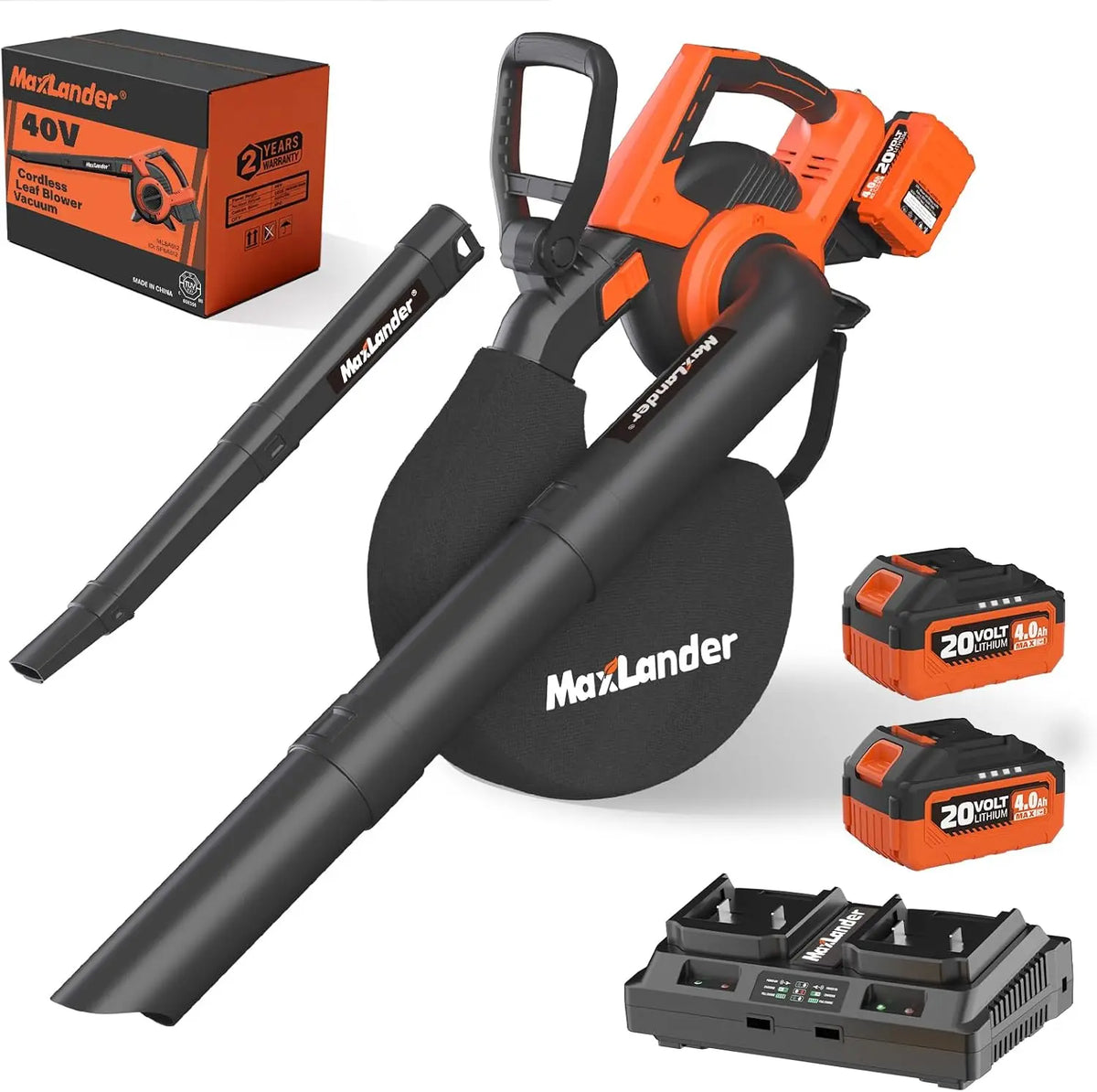 MAXLANDER 3-in-1 Cordless Leaf Blower Vacuum Mulcher - Leaf Vacuum with Bag