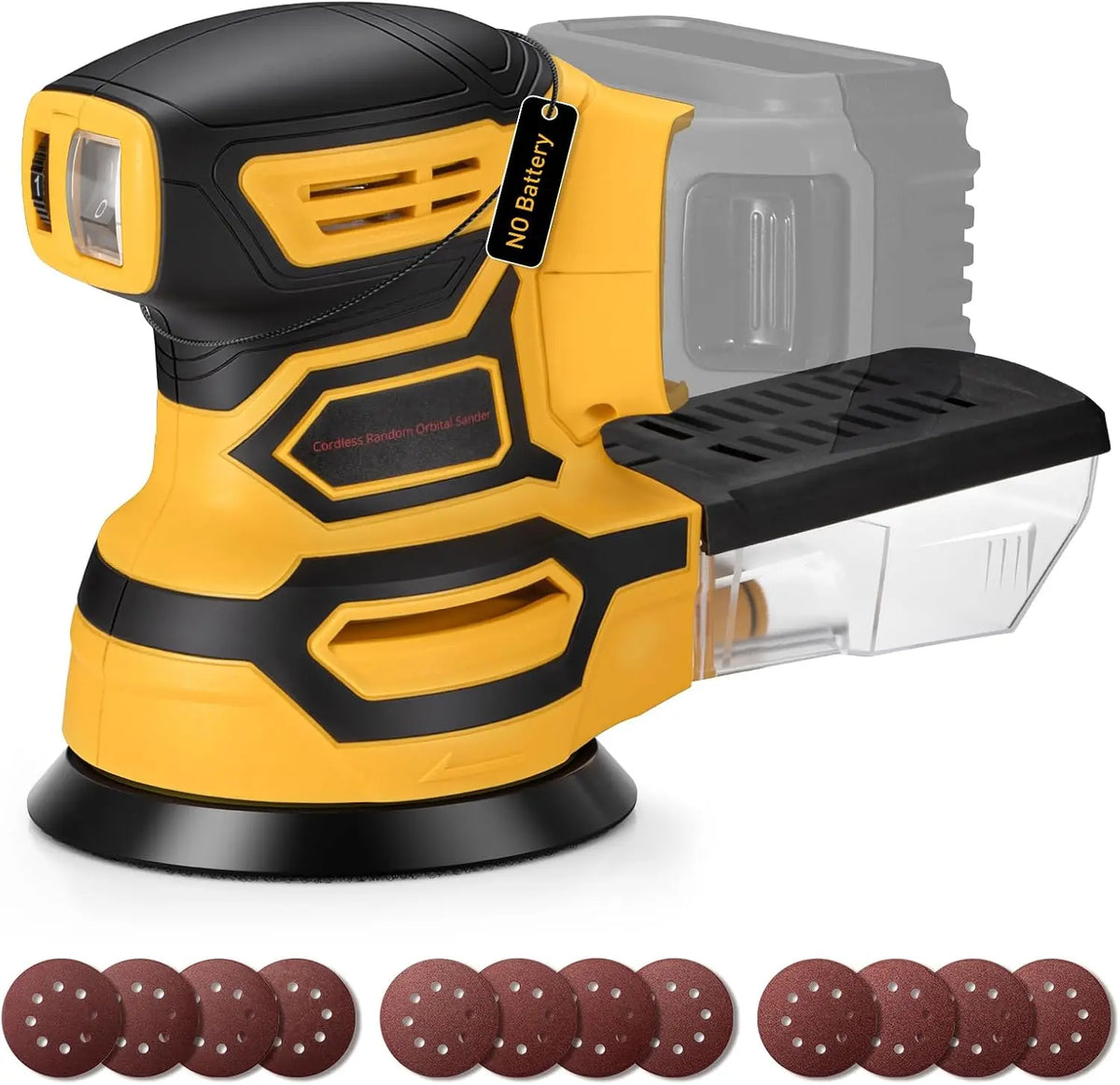 Cordless Random Orbital Sander for Dewalt 20V Battery - Yellow