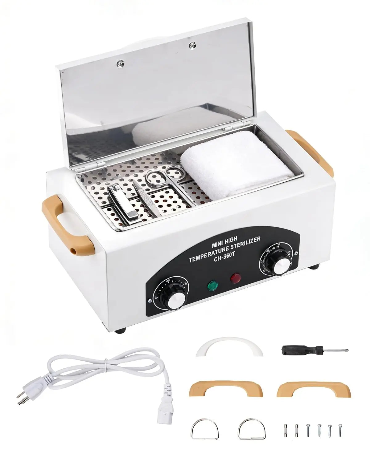 High-Temperature Cleaning Box for Metal Tools - 1.5L Capacity Dry Heat Nail Tool with Adjustable Timer 110V 300W, Dentals, Barbers & Home Use
