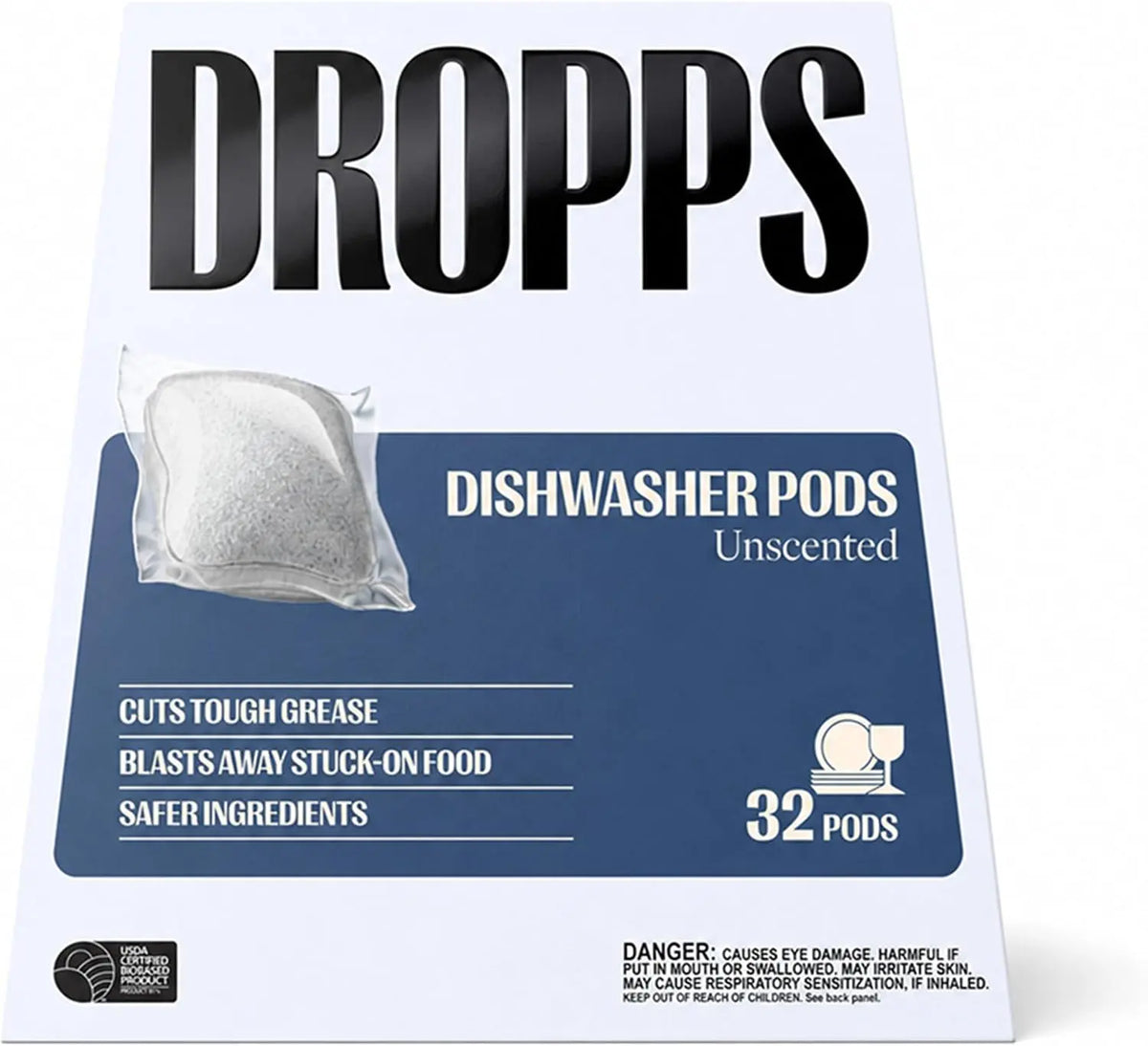 Dropps UltraWash Dishwasher Detergent Pods - Unscented, 32 Ct, Free & Clear