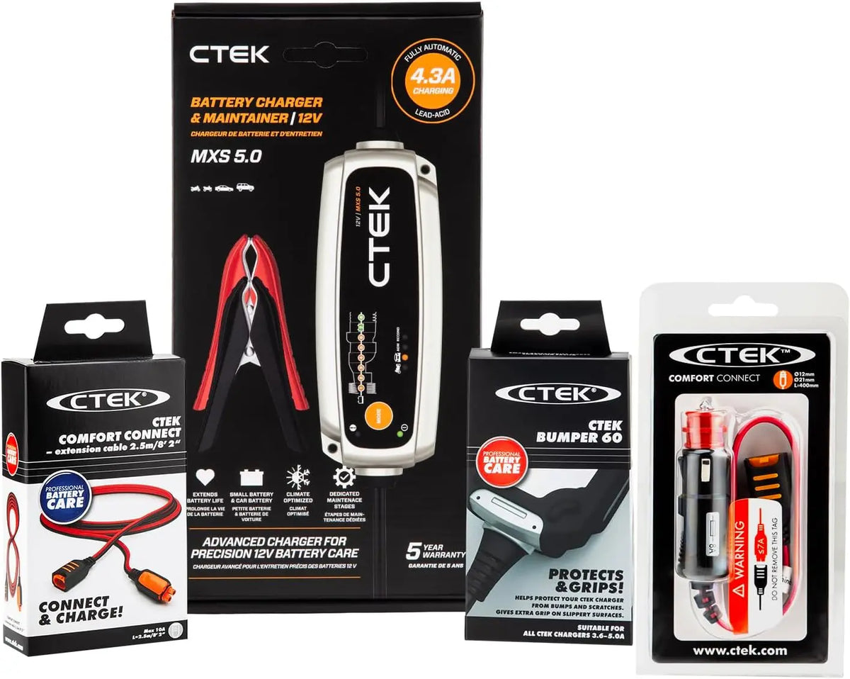 CTEK - 40-206, MXS 5.0 12Volt Battery Charger Vehicle Storage Bundle