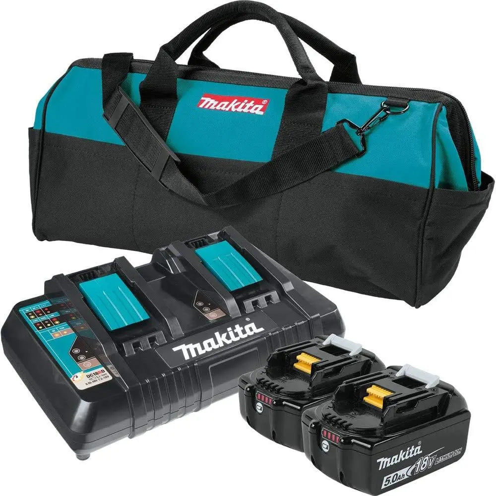 Makita BL1850B2DC2X 18V LXT Lithium-Ion Battery & Dual Port Charger Starter Pack - 5.0Ah