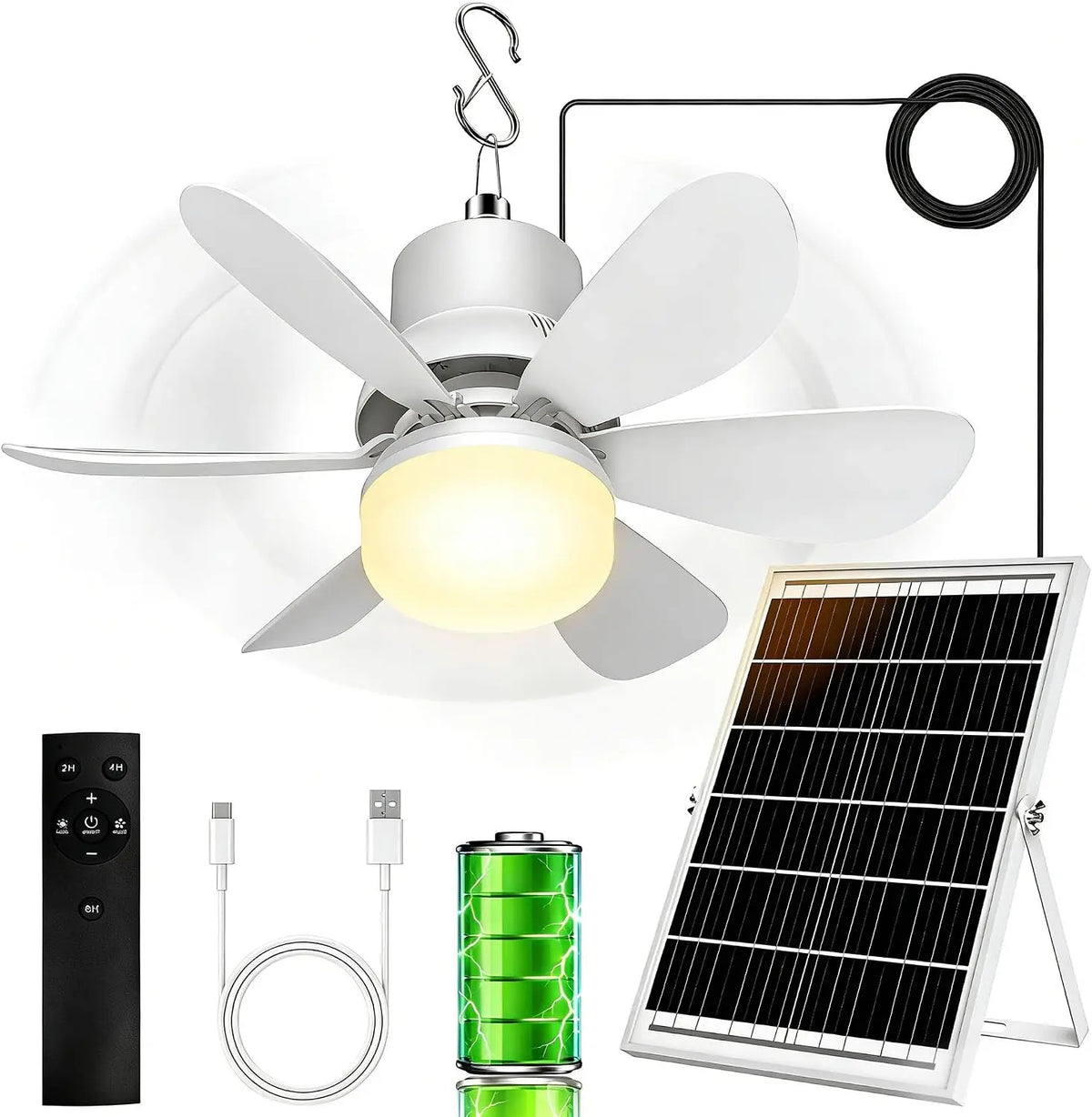 Solar Fan for Gazebo - With Light | Solar Powered Ceiling Fan with Remote