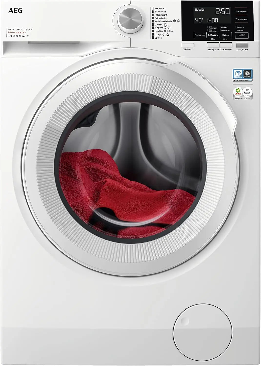 AEG Washing Dryer Series 7000 with DualSense - 9 kg Wash, 5 kg Drying, D, Energy Saving, Automatic Volume, Refill Function, ProSteam, Refresh Function