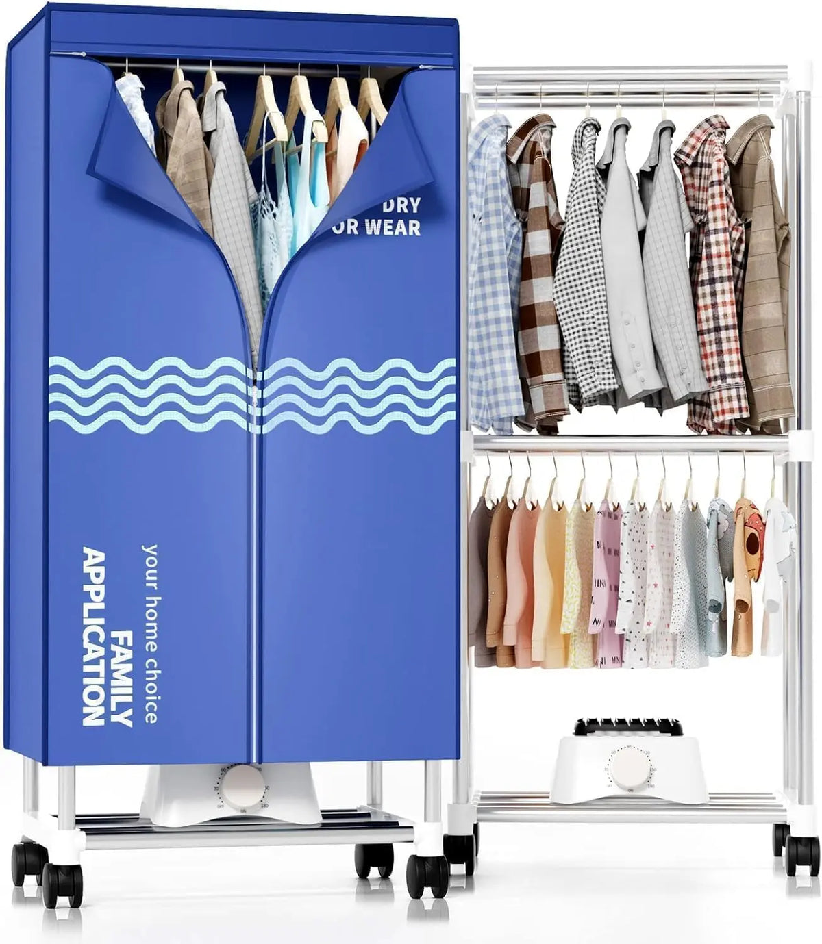Clothes Dryer - Portable Drying Machine with Timer, 60 Inch Laundry Drying Wardrobe with Large Capacity, Electric Dryer/Rack for Home