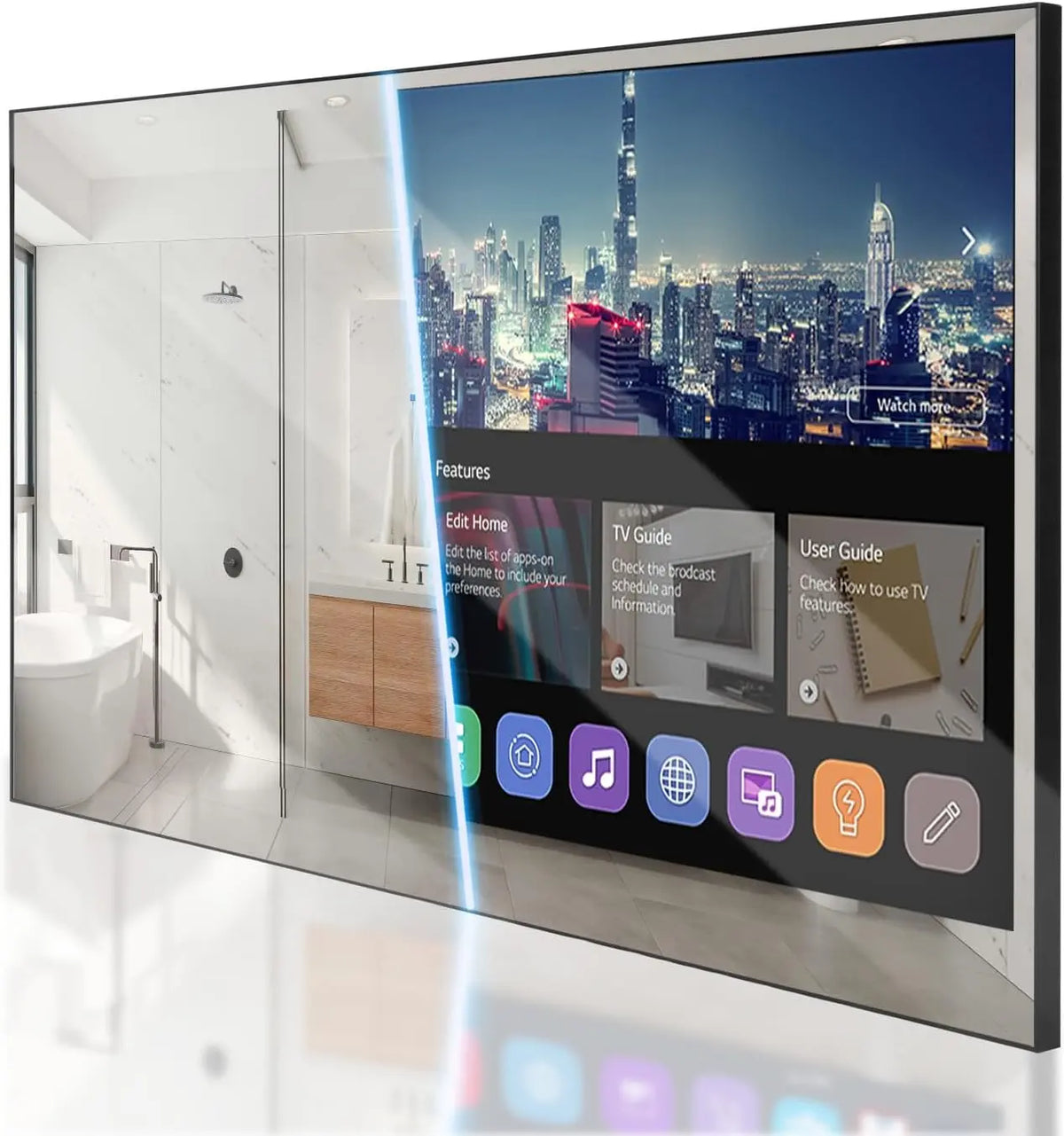 Soulaca 22 Inch IP65 Waterproof Bathroom Smart Mirror TV webOS Smart TV - Built-in Voice Control Wi-Fi Bluetooth ATSC DTV Tuner