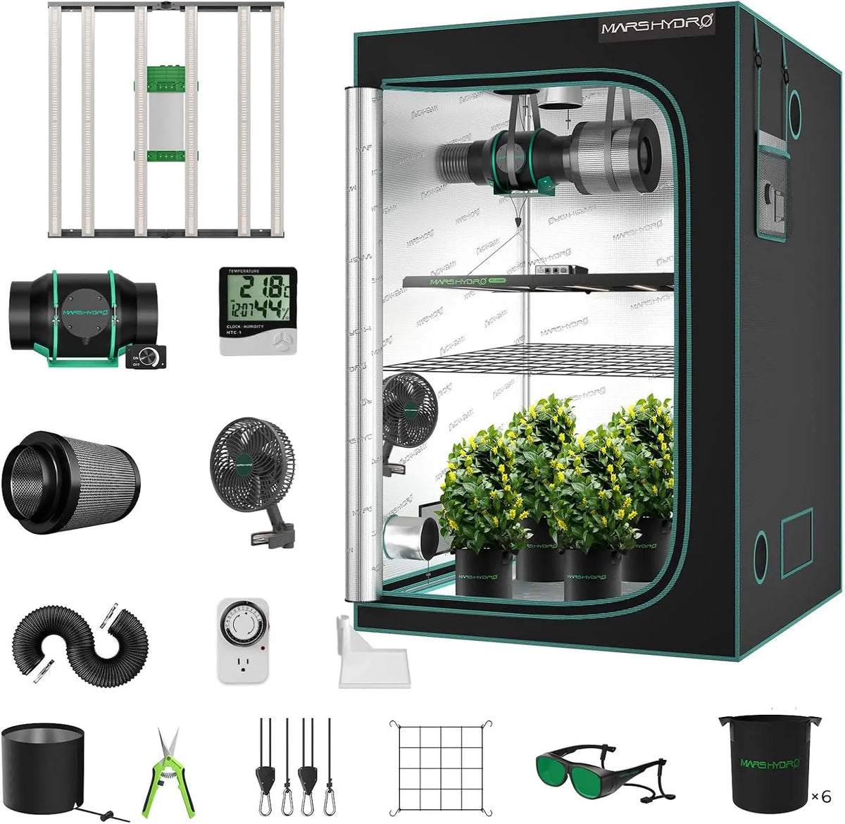 MARS HYDRO 4x4 Smart Grow Tent Kit - 480W FC-E4800 2646pcs LED Light