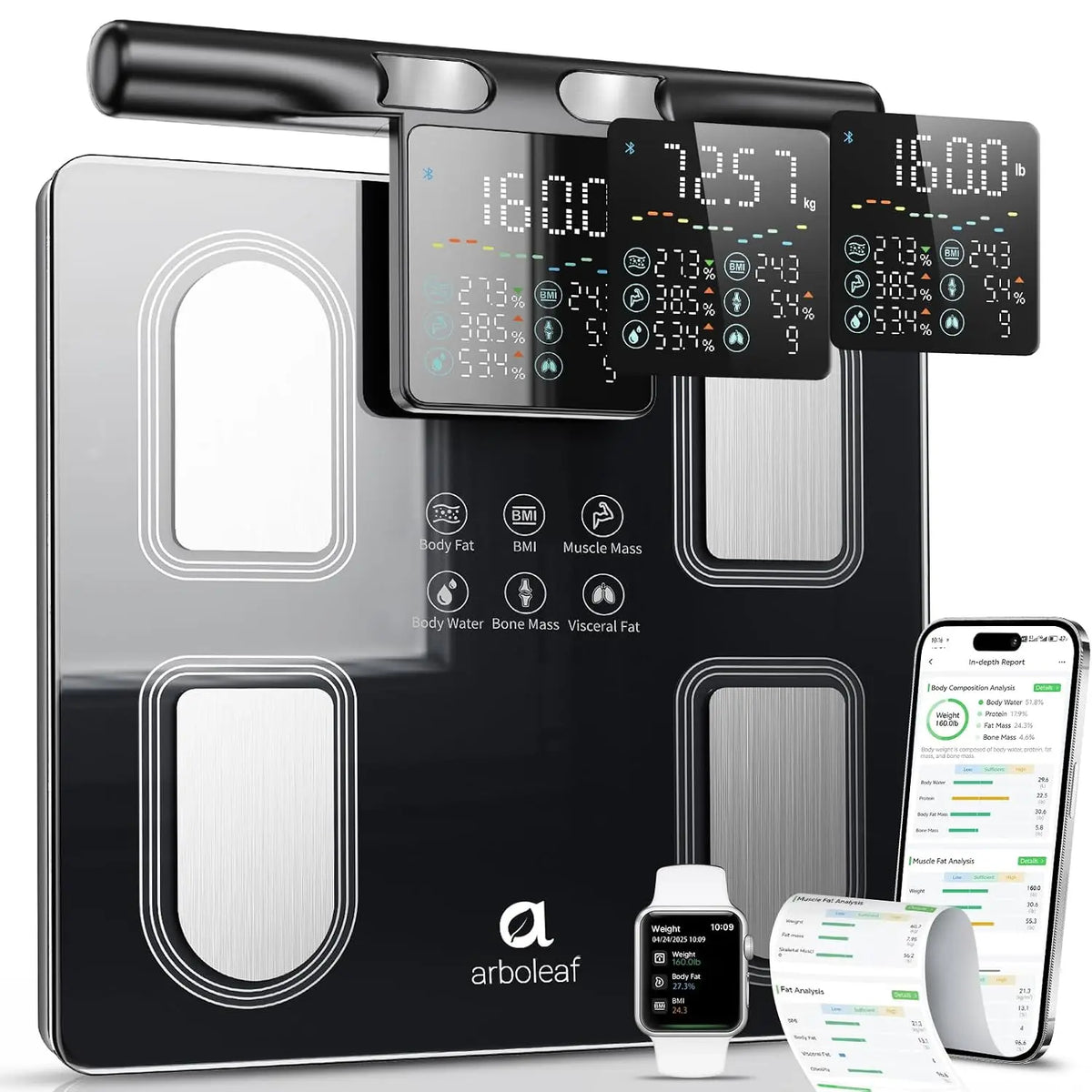 Arboleaf Body Fat Scale for Body Weight - 8-Electrode Body Composition, BMI