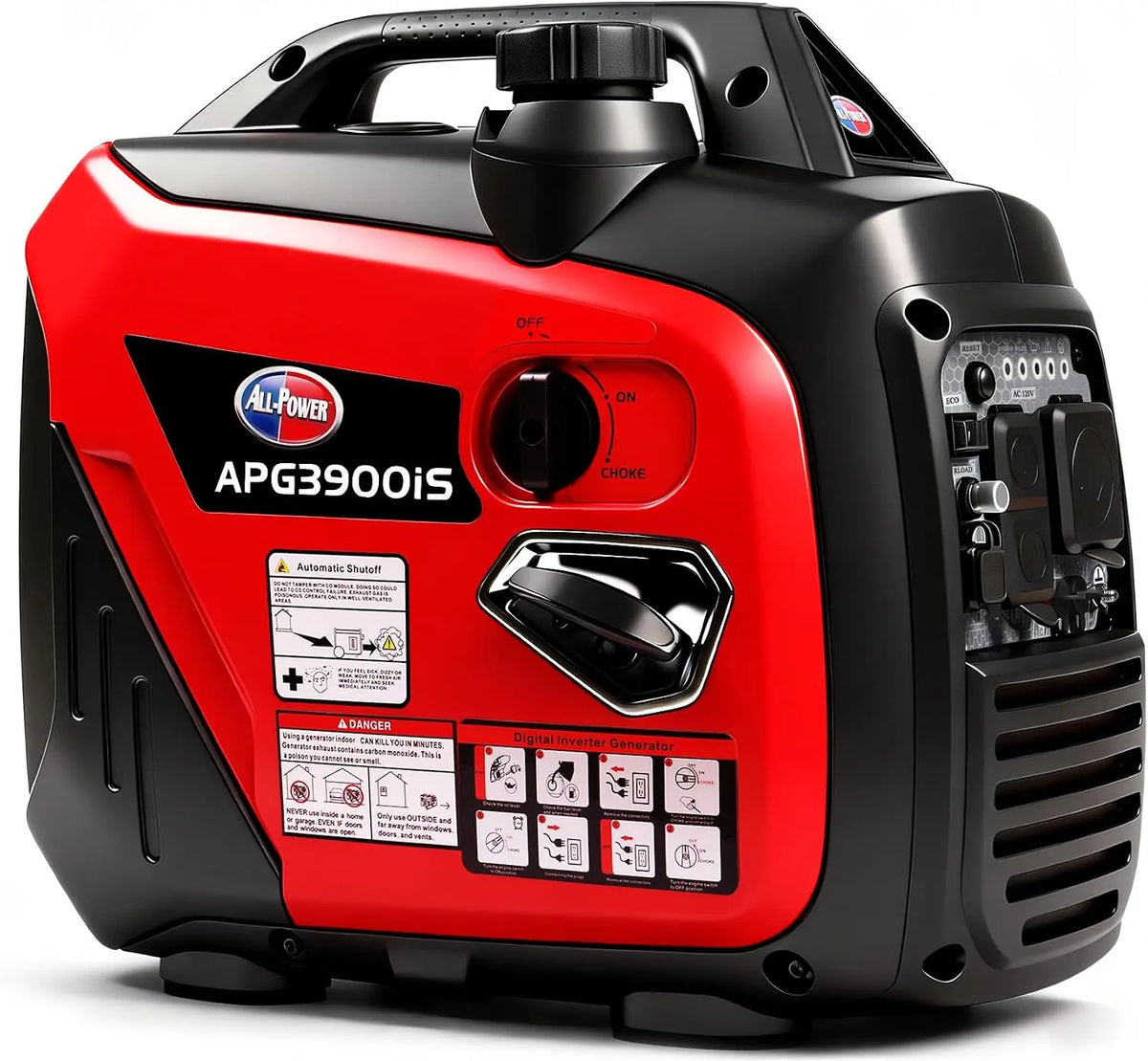 All-Power 3300W Portable Inverter Generator - Quiet Small Gas-Powered Generator with ECO Mode, CO Sensor, Home Use Emergency Backup