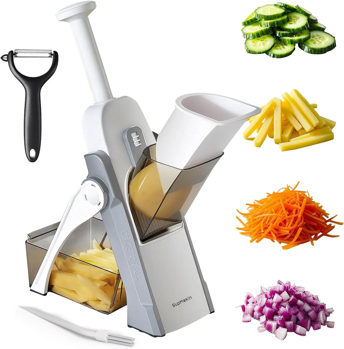 SupMaKin Safe Mandoline Slicer for Kitchen - Adjustable Potato Slicer 1-8 mm