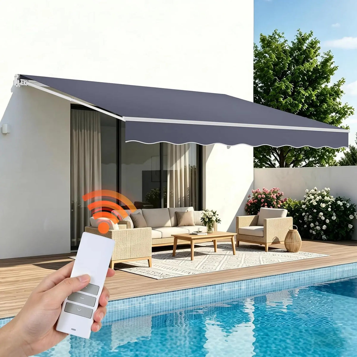VEVOR Electric Retractable Awning - 14.1' x 9.8' Motorized Patio Awning