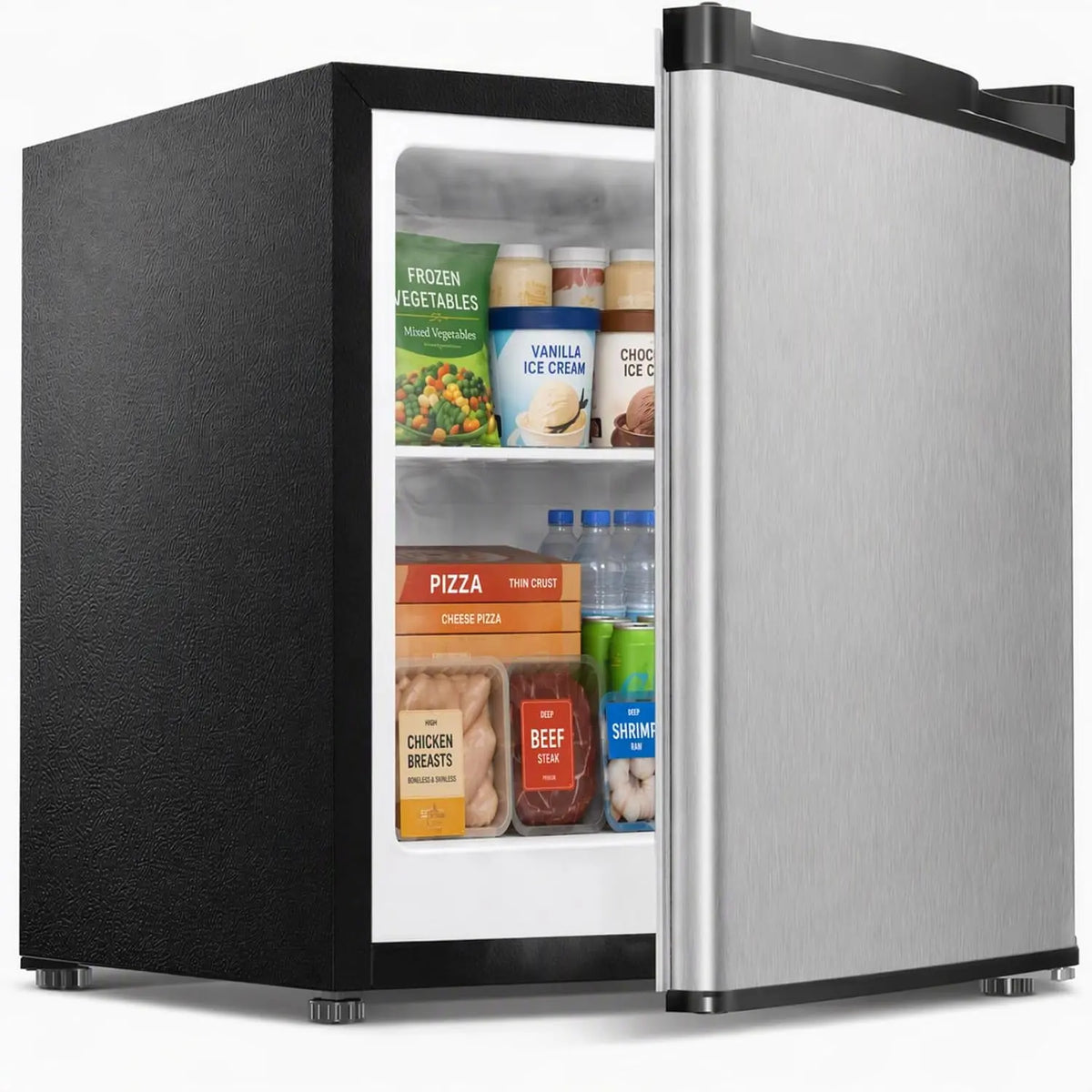 Kismile 1.1 Cu. Ft. Upright Mini Freezer for Dorms Apartment - Stainless Steel