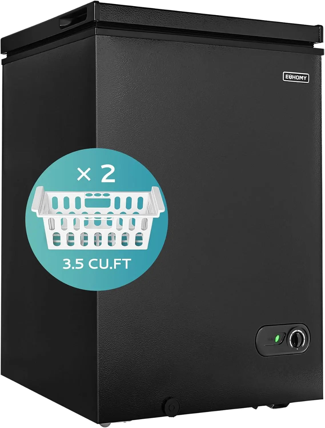 EUHOMY 3.5 Cu. Ft. Chest Freezer - Deep Freezer Top Door, Black