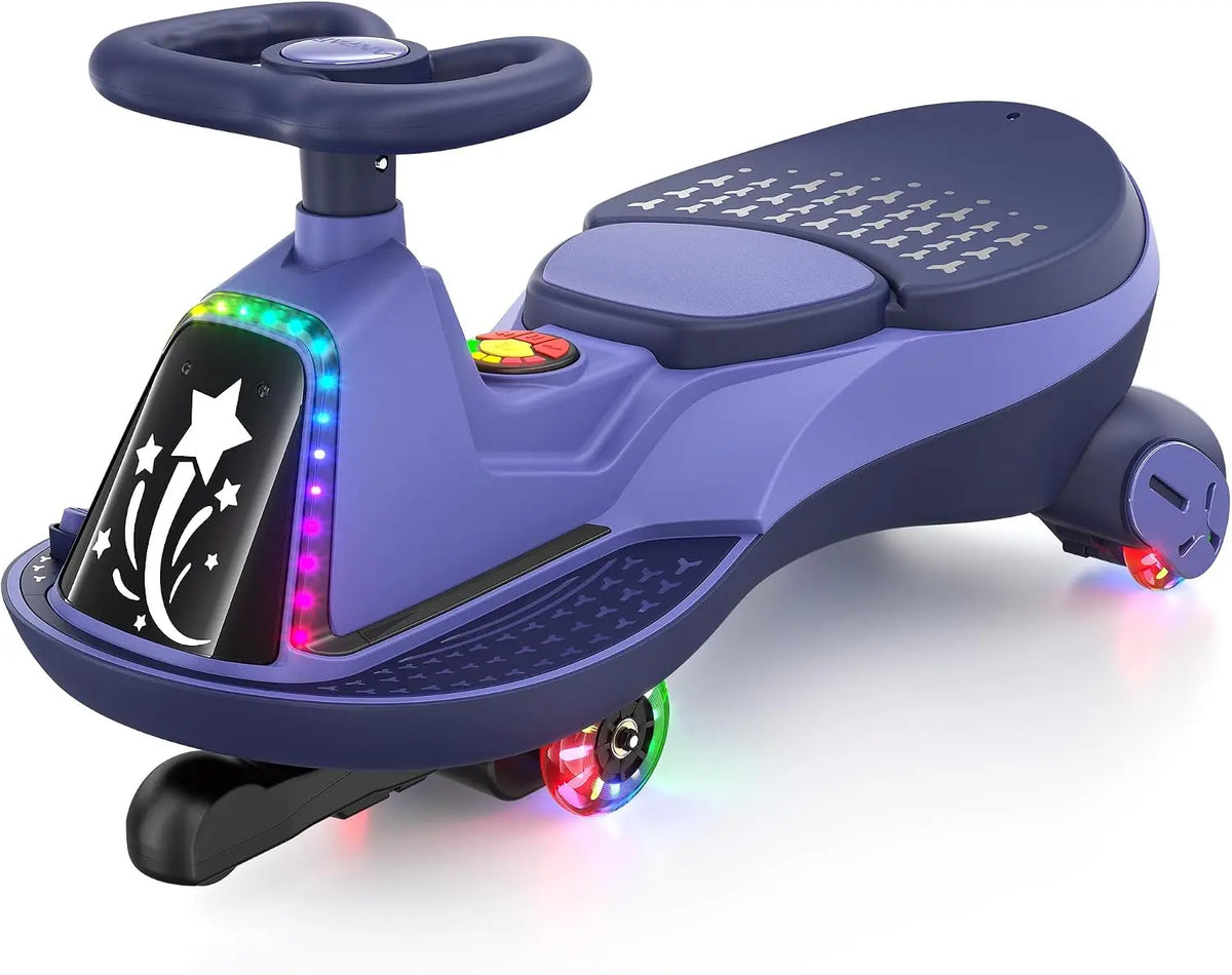 ANPABO 6V 7AH Electric Wiggle Car for Kids - 2 Seater, 75W Motor, Purple