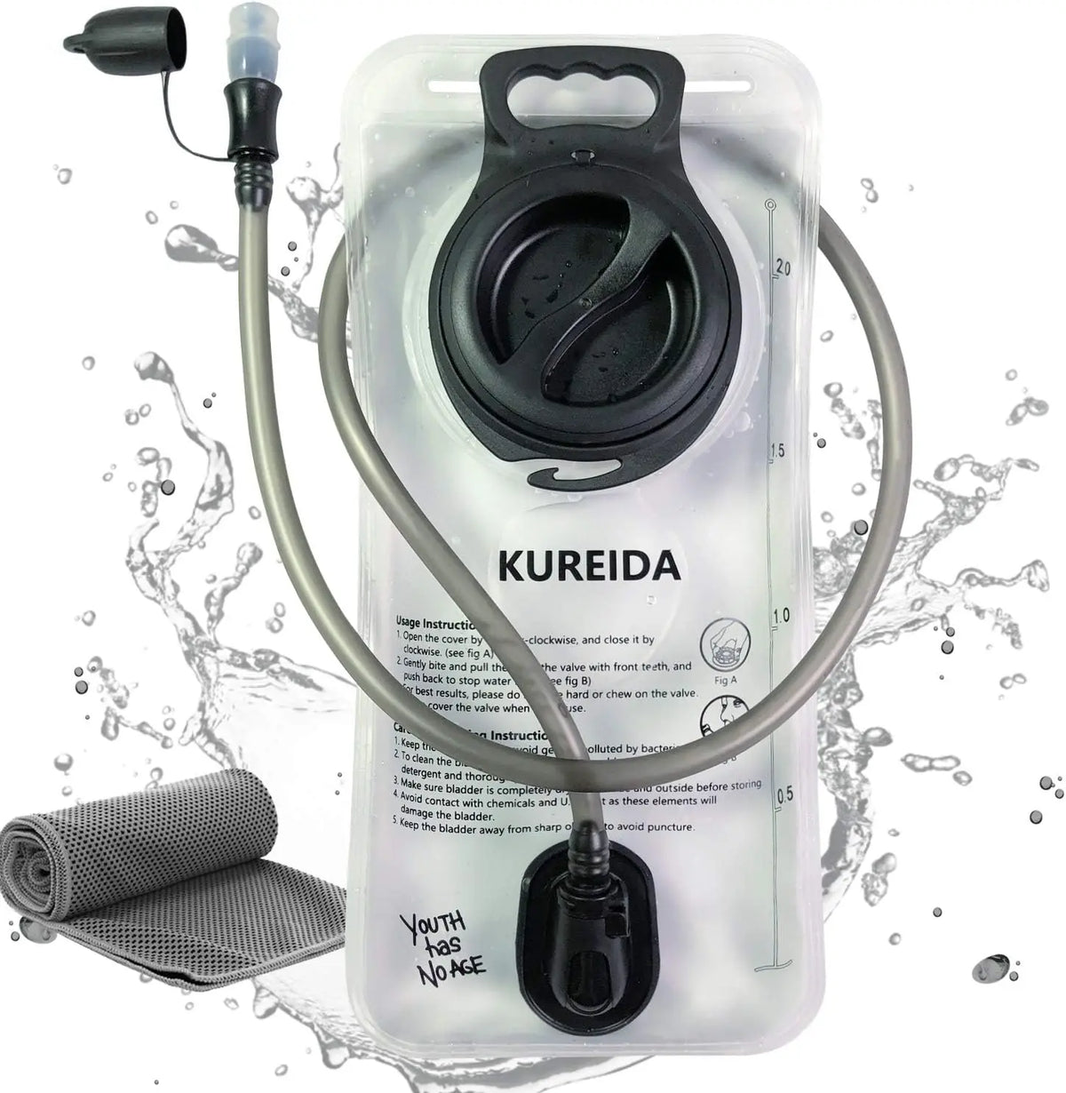 KUREIDA Hydration Bladder 2L-3L - Leak Proof Water Reservoir, BPA Free, Wide Opening