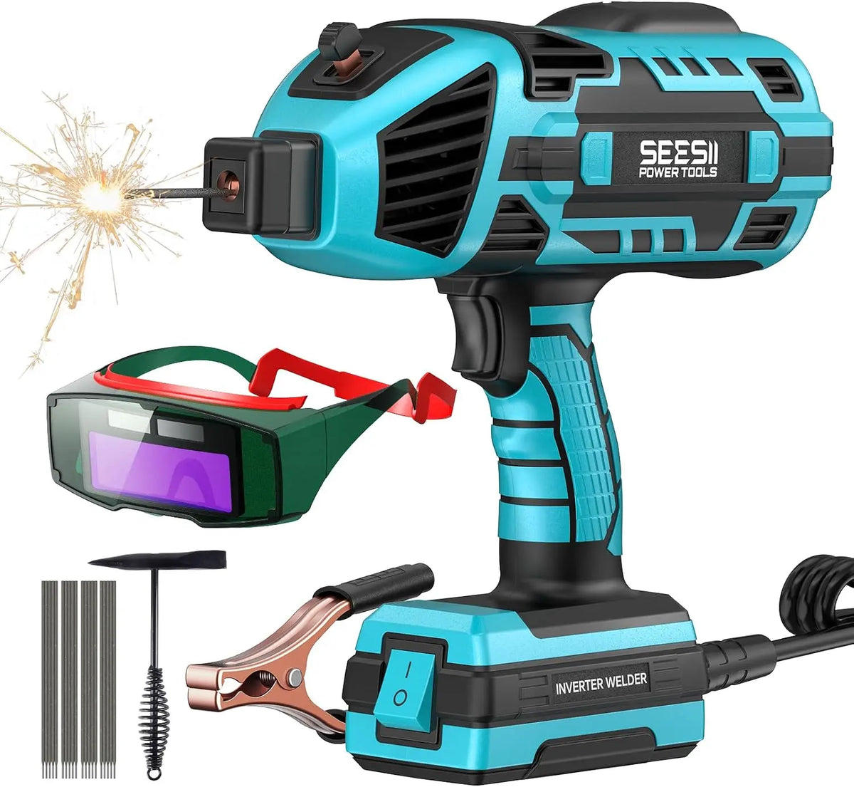 Seesii 110V 120A ARC Portable Handheld Welding Machine for 3/32-1/8 Inch Rods