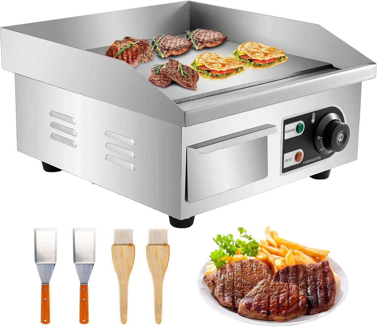 VEVOR 14 Inch Commercial Electric Griddle - No Plug