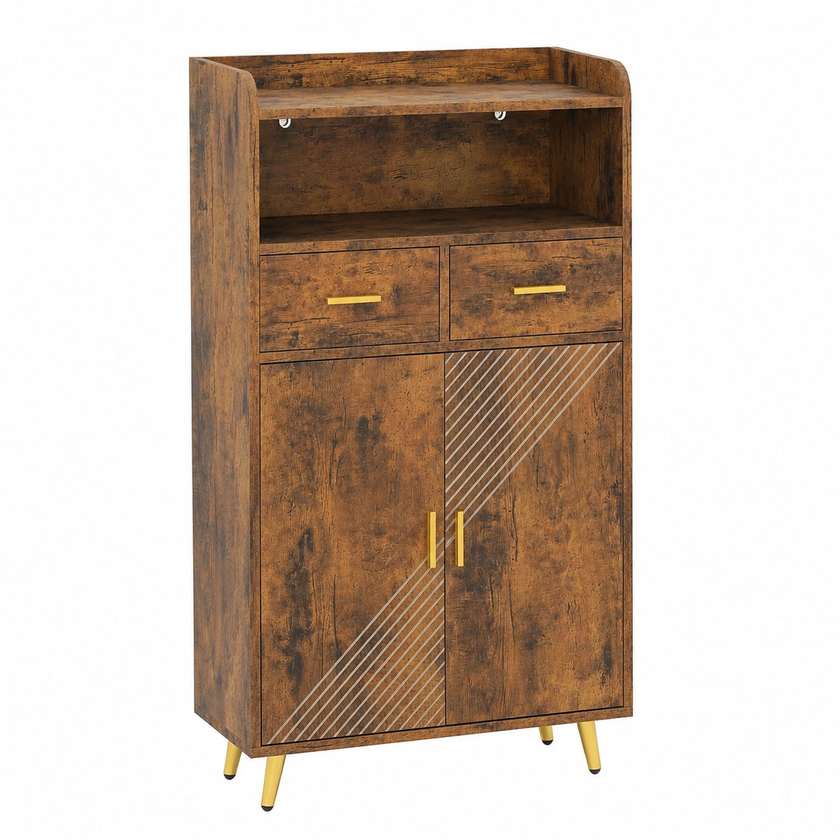 LIFEZEAL Madia Moderna in Legno con Ante e Ripiani Regolabili, 60x30x113cm, Marrone