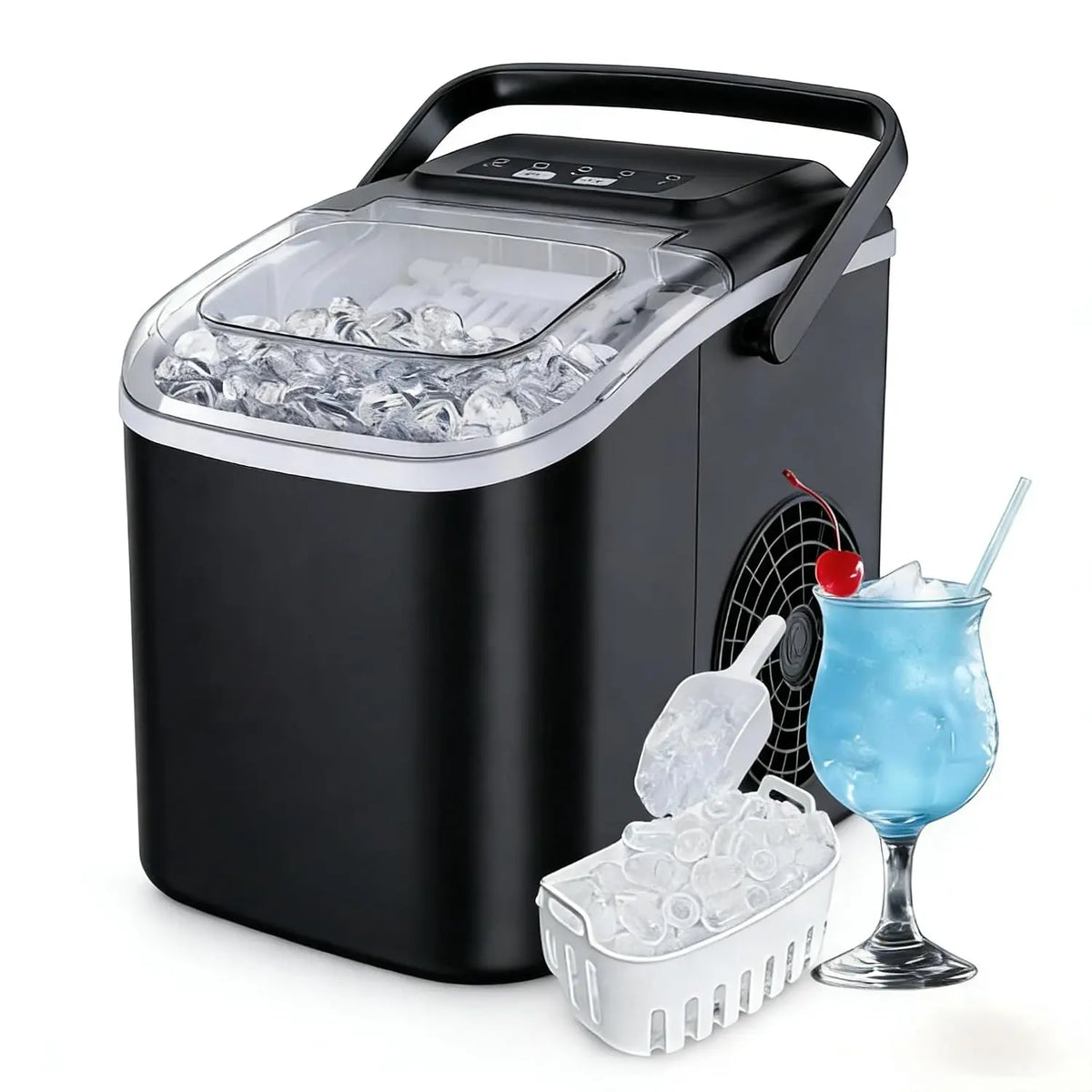 EKOJUCE Countertop Portable Ice Maker Machine - 26 Lbs/Day, Ice in 6 Minutes