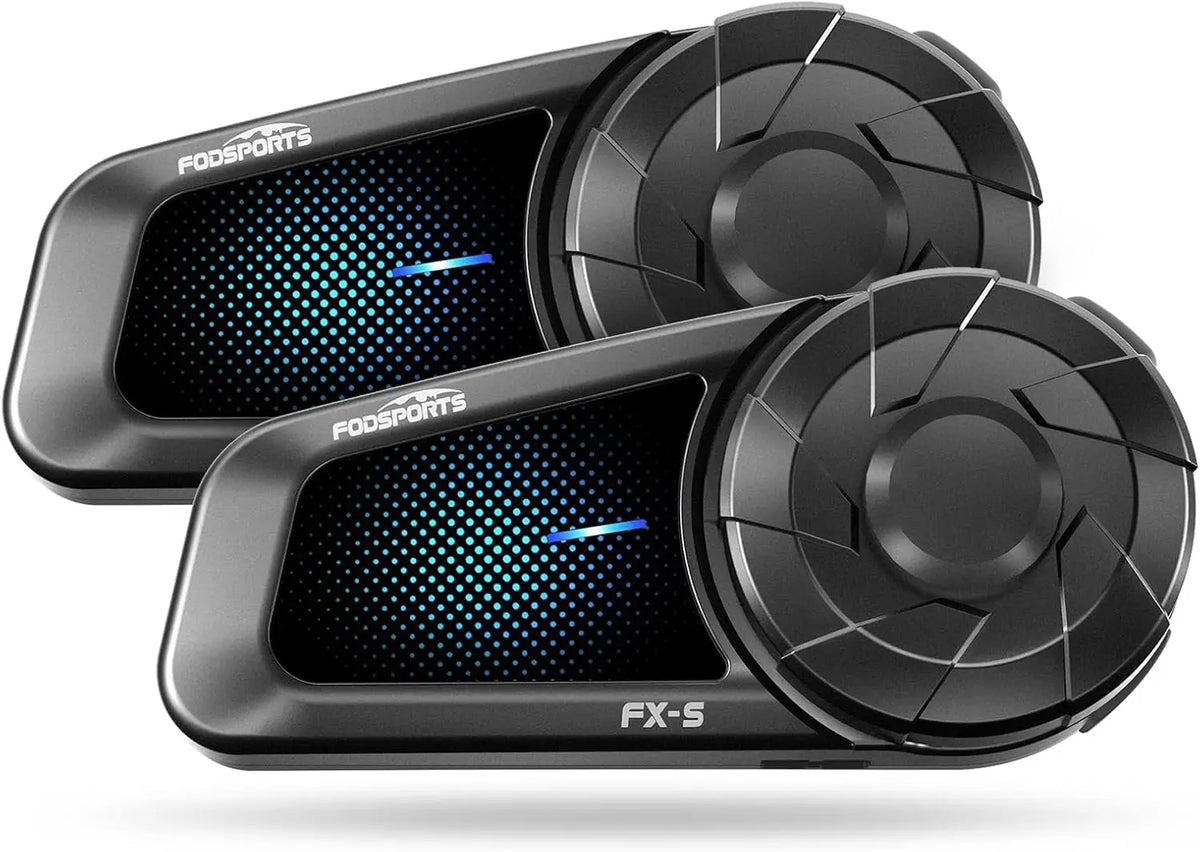 Fodsports FX-S Motorcycle Bluetooth Headset V5.4 - 2-Way Helmet Intercom Communication System with IP67 Waterproof, CVC Noise Cancellation, Black