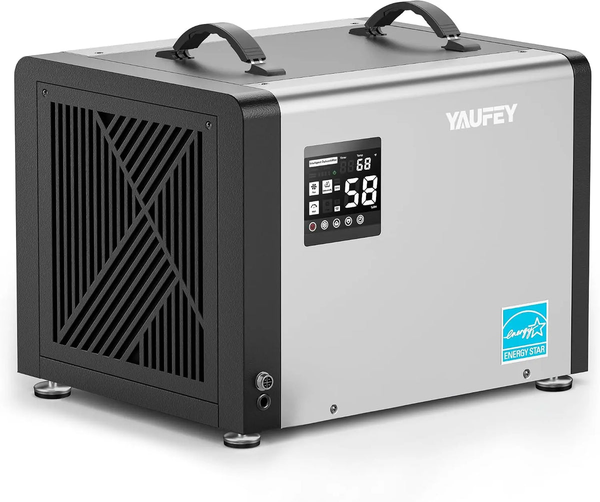 Yaufey 70 Pints Energy Star Commercial Dehumidifier with Drain Hose for 5000 Sq. Ft. Crawl Space - Basement, Industrial, 10-90% RH Humidity Control