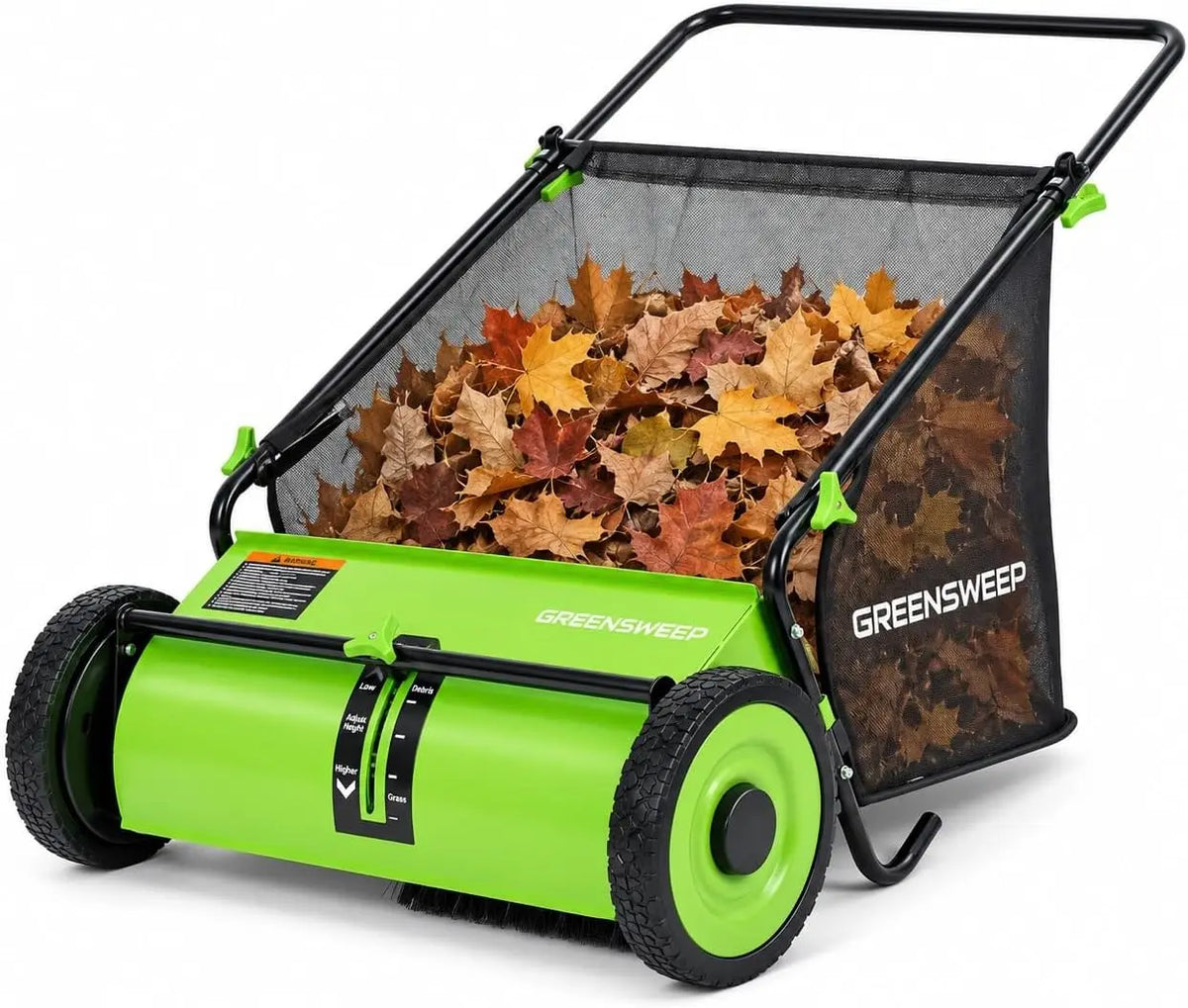 GreenSweep Pickup Pro XL V26 Garden Sweeper - Manual Push Lawn Sweeper for Leaves, Grass Clippings & Garden Debris, Adjustable Height Leaf Collector