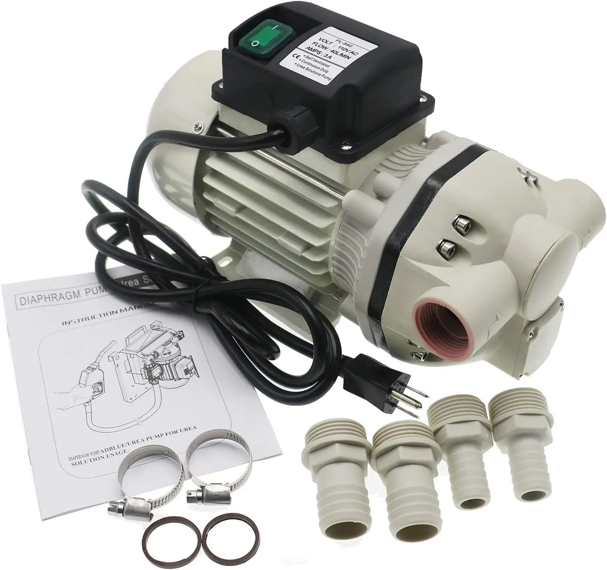 Diaphragm Irrigation Self priming Electric water pump;Large flow pump 10.6 GPM - 115VAC, 23PSI, 14.3lb, Lift 11m, Power 350W, Pump-540B, White