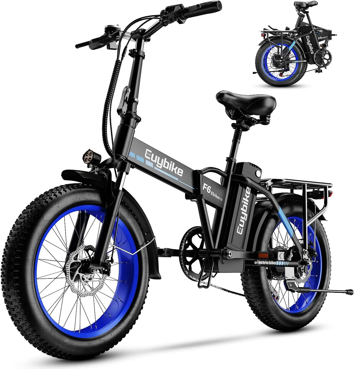 bluebiko 1000W Folding Electric Bike - 48V 20AH Large Removable Battery E Bike, 80 Miles Max Range, 20 Inch Fat Tire Electric Bike for Adults