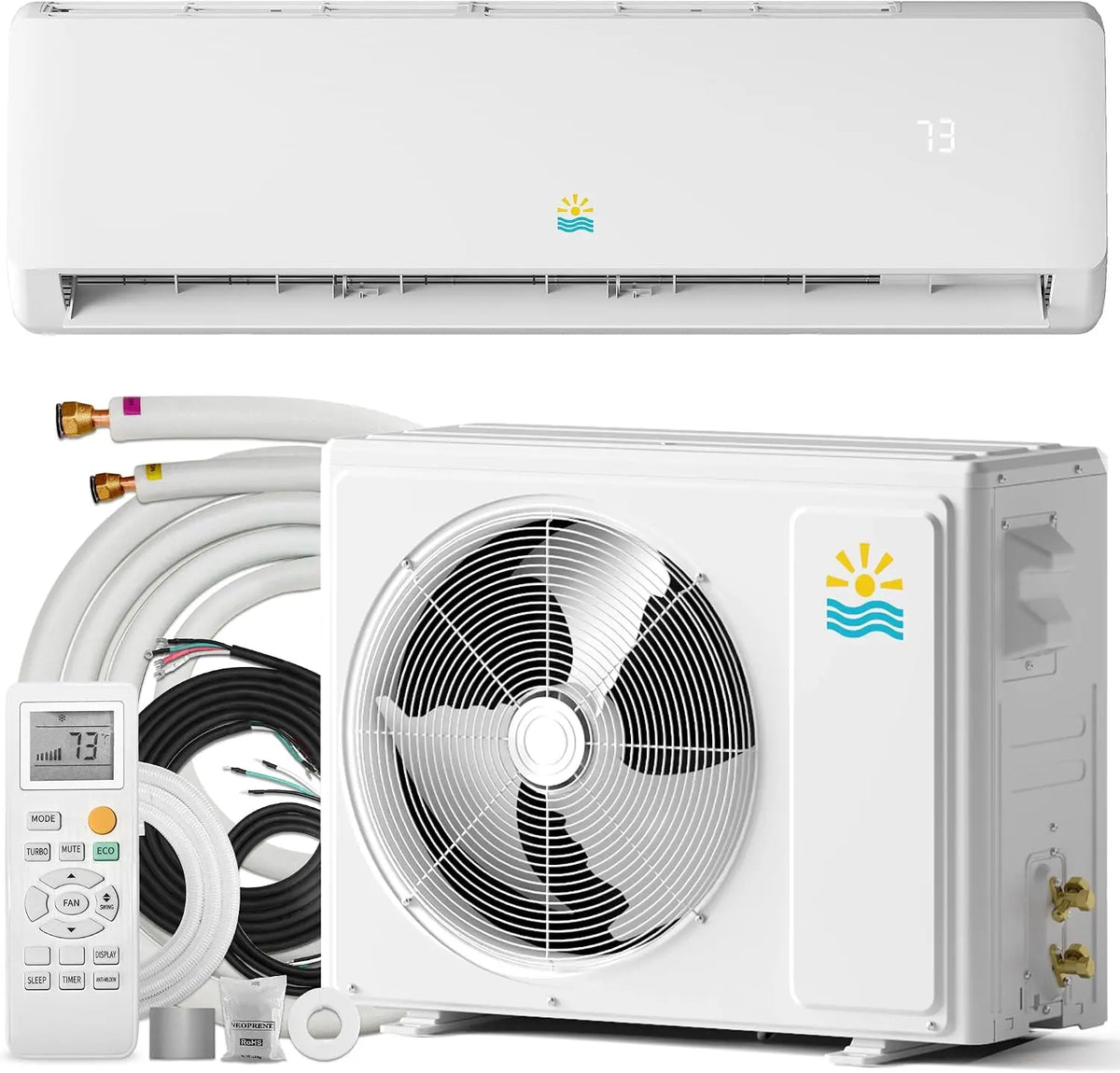 Rellytech Mini Split AC/Heating System - 18000 BTU, 19 SEER2 208-230V