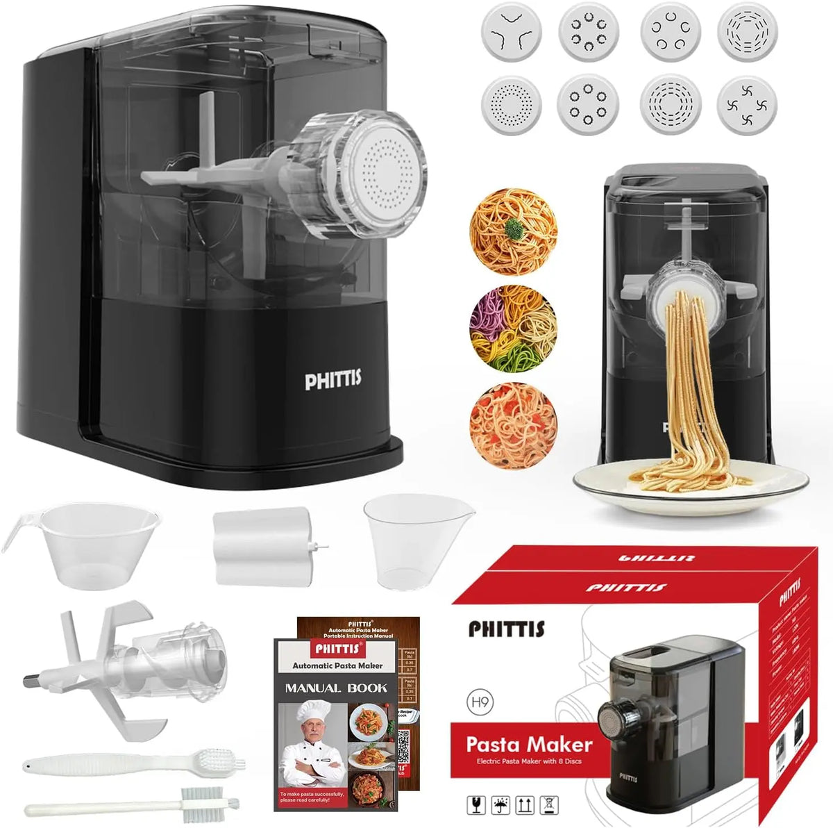 Electric Pasta Machine - Making Spaghetti & Fettucine, Black