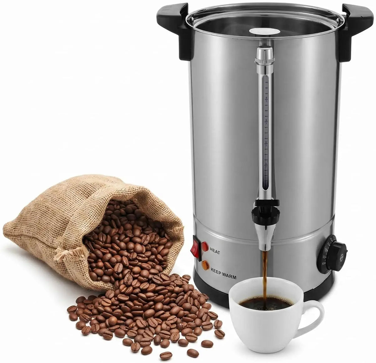 120Cup Electric Hot Water Dispenser - 2 Gal Stainless Steel Commercial Water Boiler and Warmer, 2Gal Silver