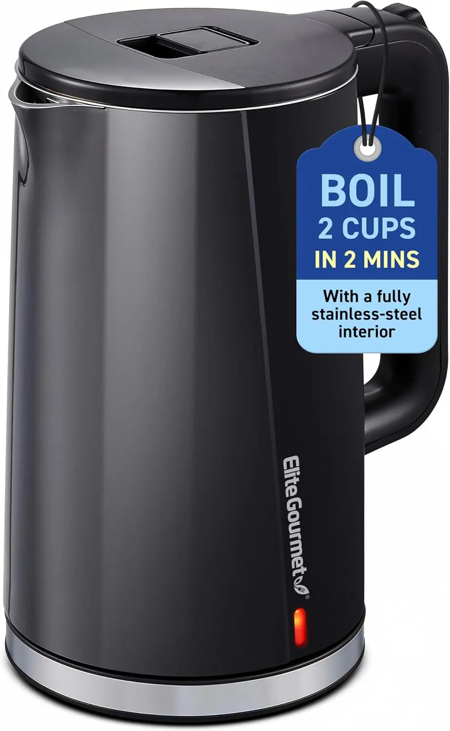 Elite Gourmet 1.7L Cool-Touch 1500W Fast Boil Kettle - Double Wall, Black