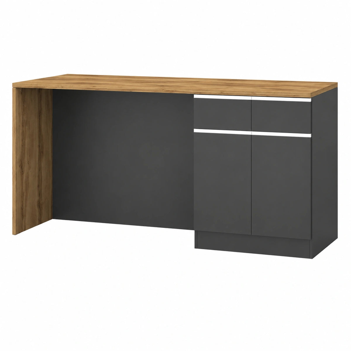 Isola Cucina Moderna con Spazio di Stoccaggio, Tavolo Integrato, 200x90x90 cm, Antracite e Rovere