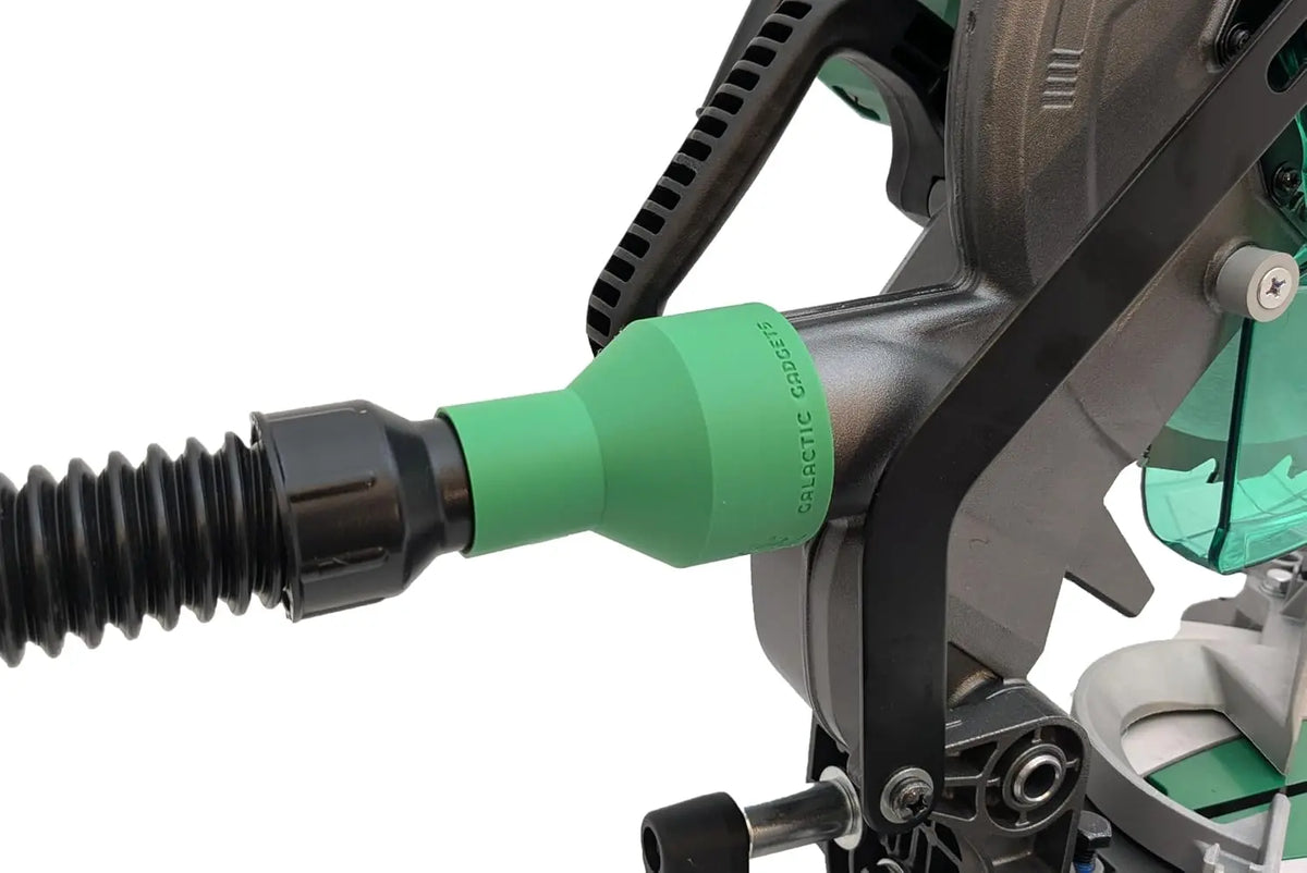 Vacuum Adapter for Metabo HPT and Hitachi Miter and Chop Saws - Galactic Gadgets, 1-1/4in, Green