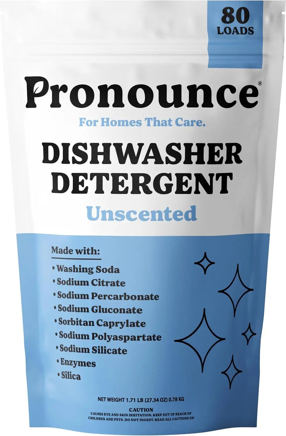 Pronounce Dishwasher Detergent Powder - Cleaner Ingredients, Fragrance Free, Ultra Concentrated, Cuts Grease and Grime, Dishwasher Pods Alternative.