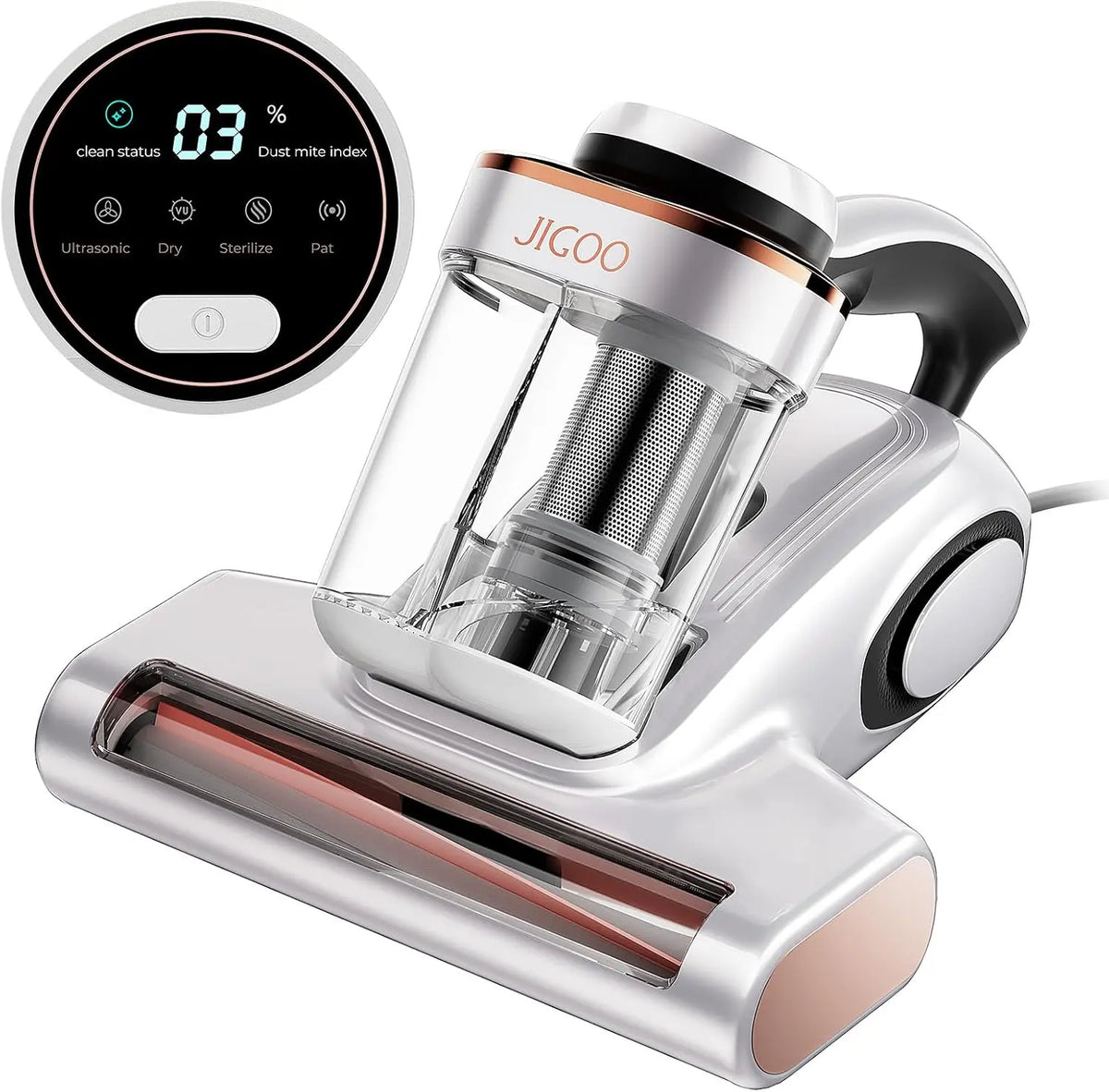 JIGOO J300 Bed Vacuum Cleaner - Dust Sensor, Pet Hair, UV and Heat, Corded