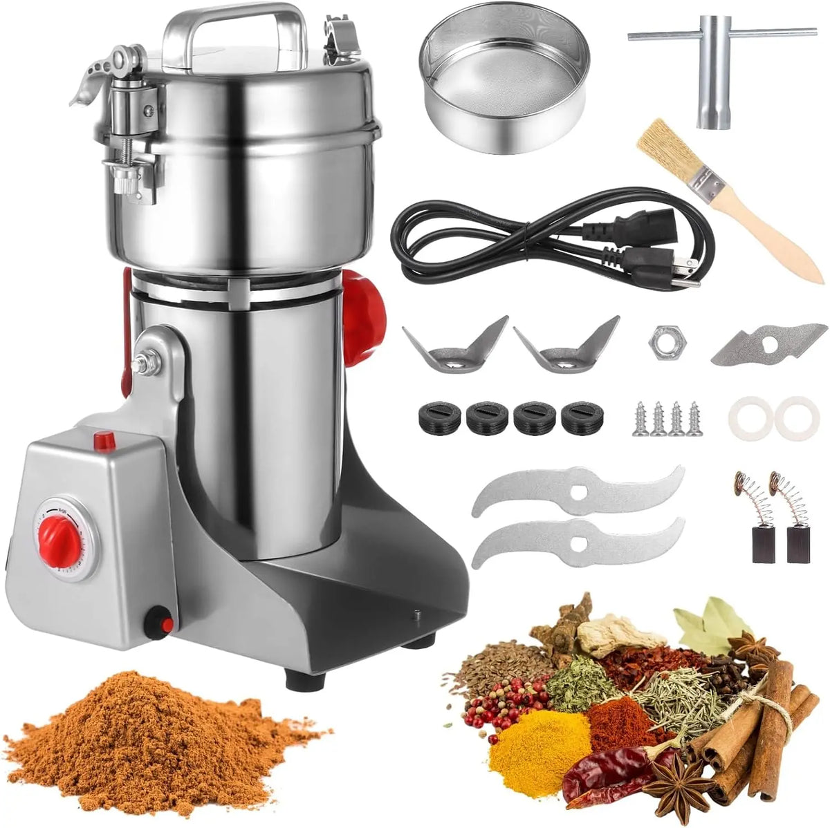Grain Mill Grinder 800g - Electric Stainless Steel Spice Grinder for home