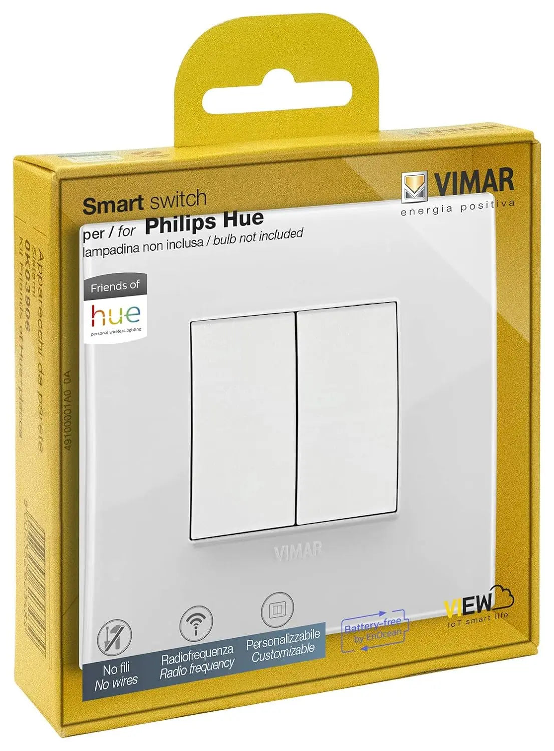 VIMAR Friends of Hue 0K03906.05 Set Includes Control - White Frame, White Buttons and Arké Classic Cover Frame 2 Modules, Reflex Ice Total Look