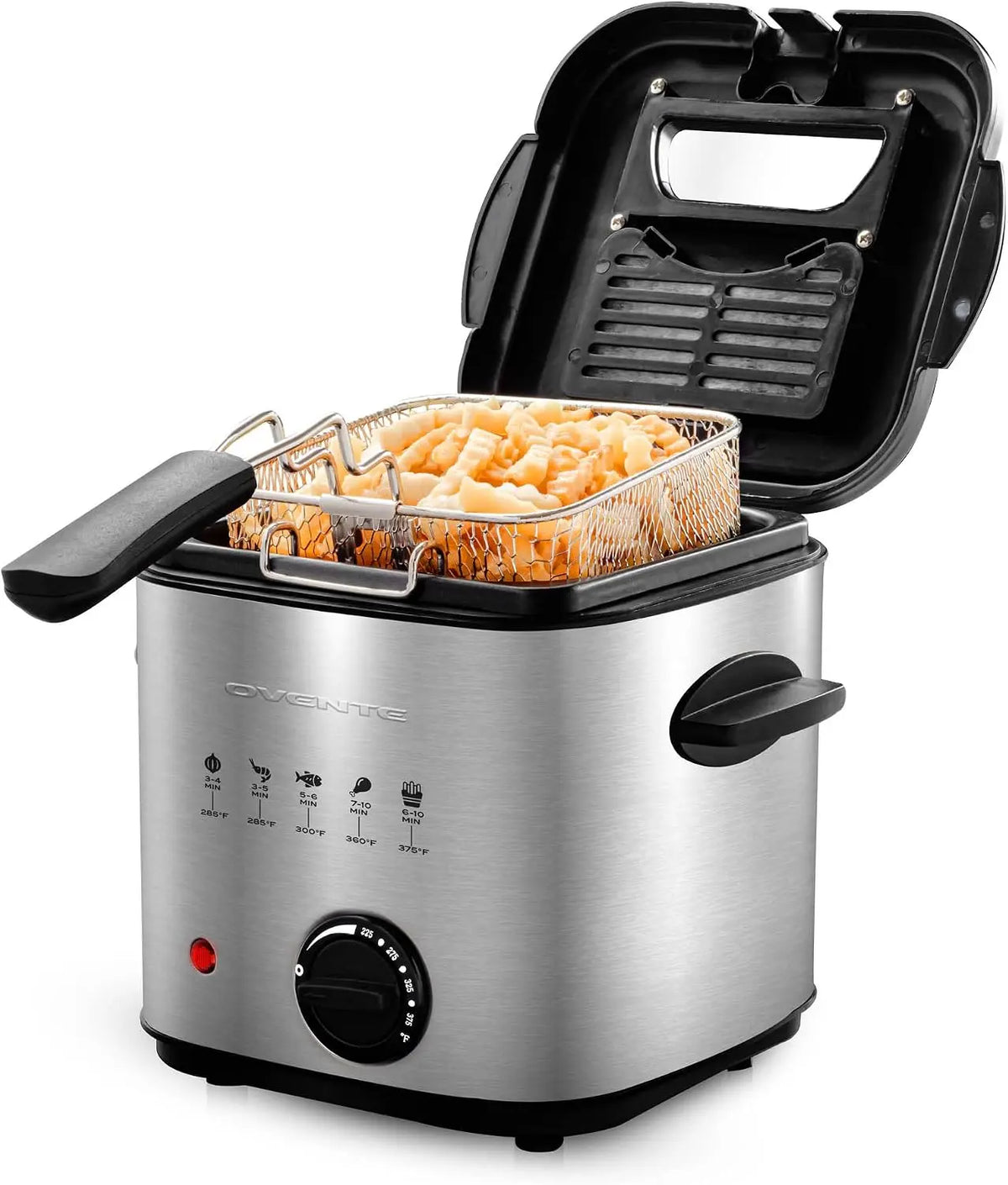 OVENTE Electric Deep Fryer - 1.5L Capacity, 800W, Silver FDM1501BR
