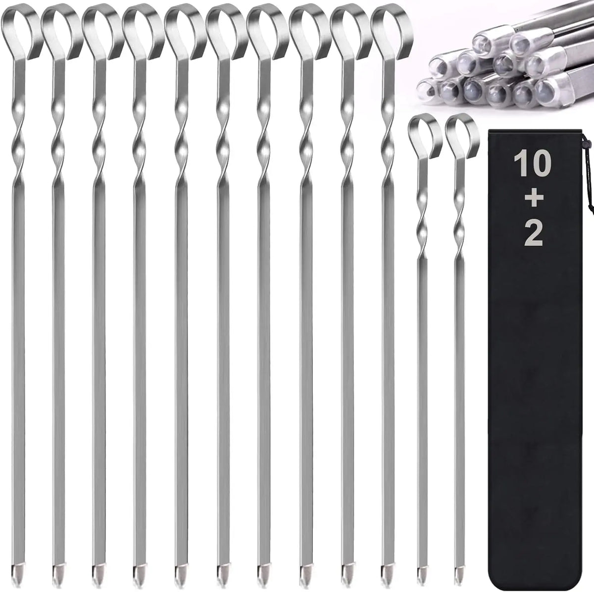 Skewers - 17 Inch Kabob Skewers for Grilling, 12 Pack Bonus 14 Inch
