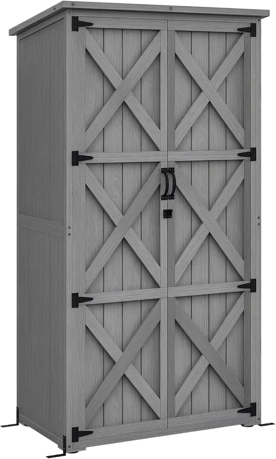 Outsunny Wooden Garden Shed with Waterproof Asphalt Roof - Shelves, Gray