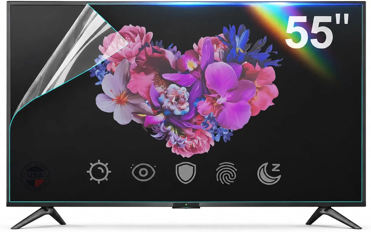 Anti Glare Film for TV 55 Inch Protector - Indoor & Outdoor TV Anti Glare Film, Prevents Glaring
