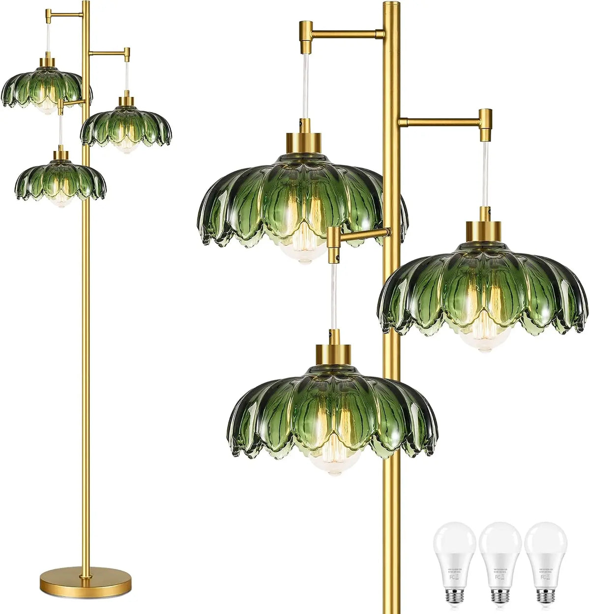 QIYIZM Glass Floor Lamp for Living Room - Bedroom