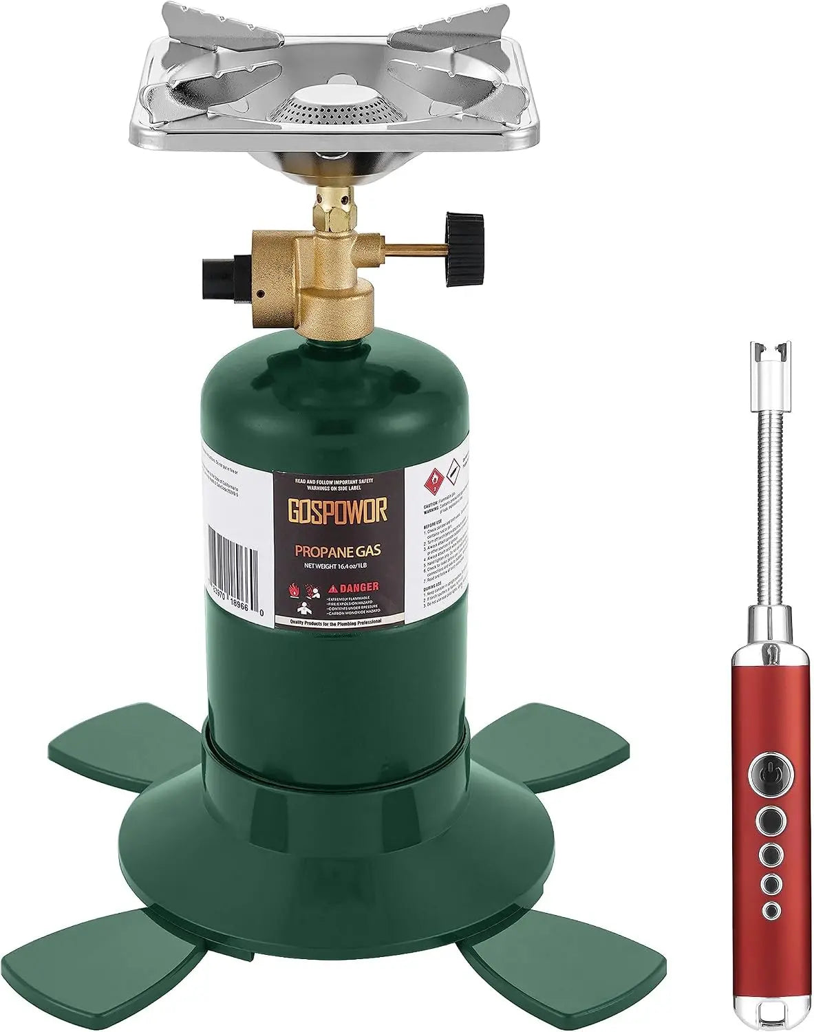 Propane Cylinder Top Stove with Adjustable Burner - 10000BTU Portable Camping/Backpacking Cooker, Camping Stove Propane, Camp Gas Stove