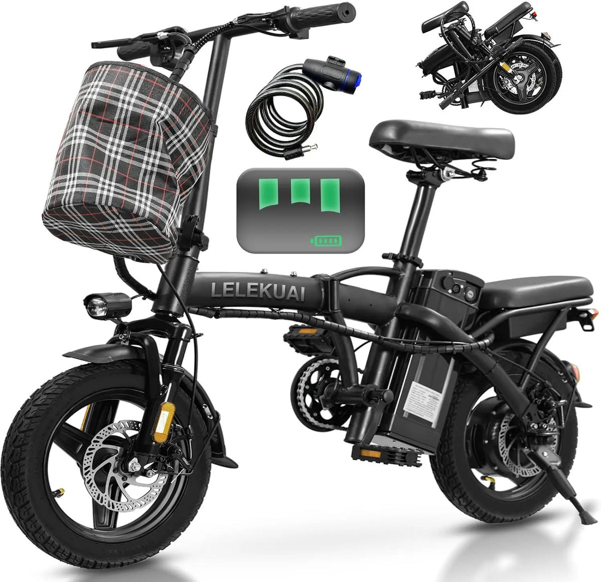 Electric Bike for Adults and Teens - 750W Peak Motor, 20-25MPH Compact Commuter Folding Ebike, 32 Miles Range, 48V 10Ah Battery, 3-Level Pedal Assist