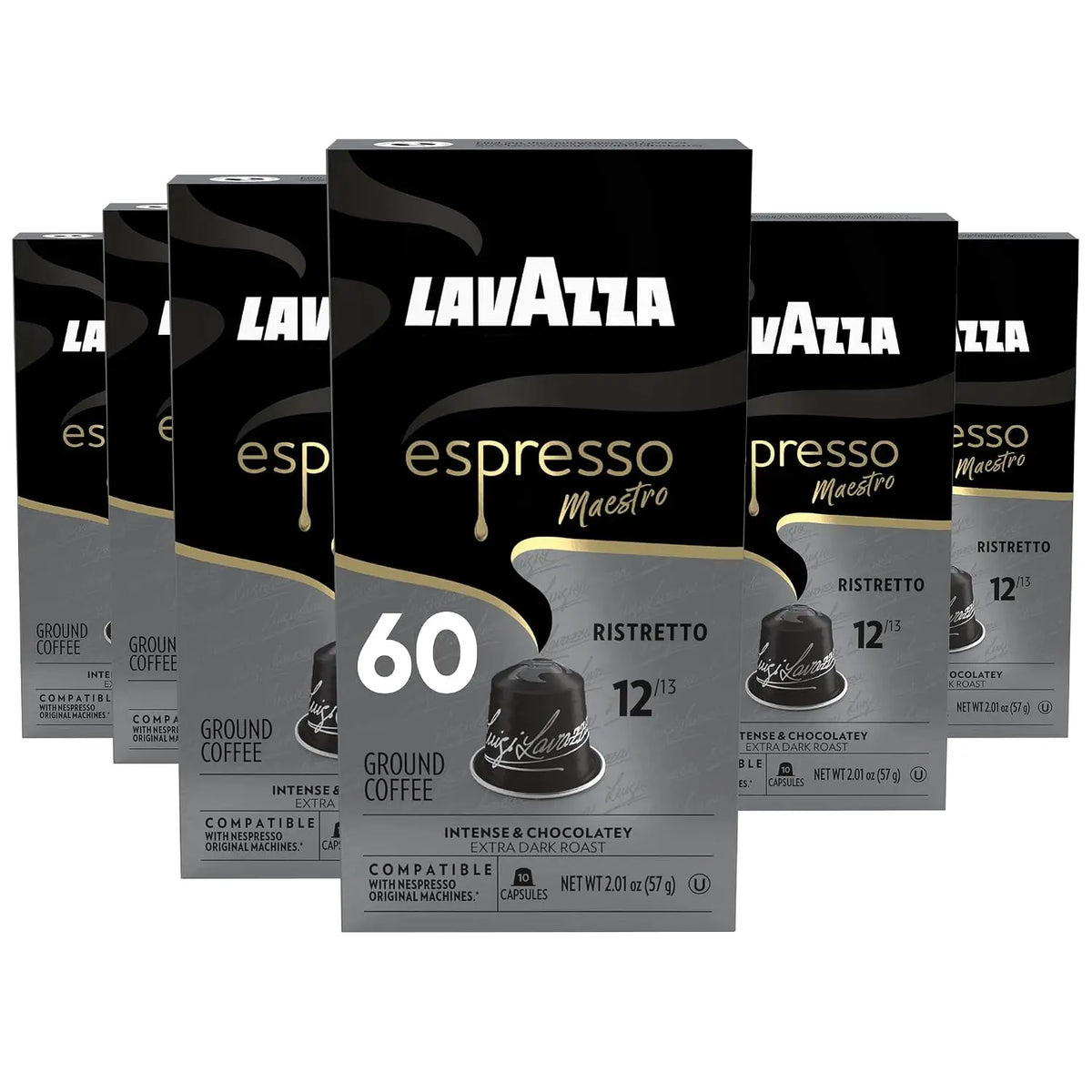 Lavazza Espresso Maestro Ristretto Aluminum Capsules Compatible with Nespresso* Original Machines - Dark Espresso Roast, Arabica and Robusta Blend