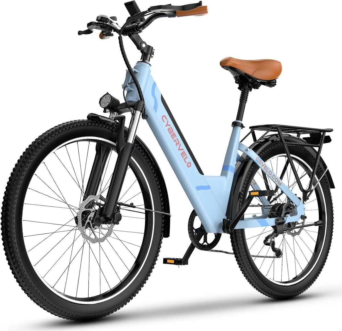 Cybervelo 750W Electric Bike for Adults - up 80 Miles Removable Battery Ebike, 26 Inch Electric E Bike with 7-Speed